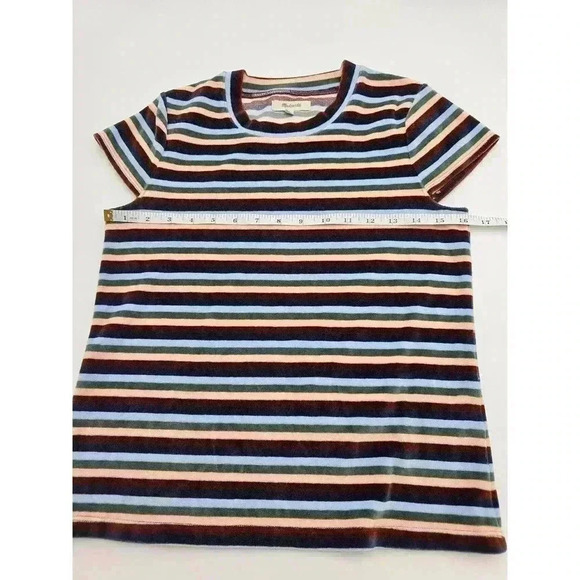 Madewell Women's Size XS 70s Style Striped Velour Crewneck - Picture 4 of 6
